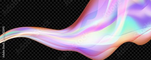 Dynamic spectrum ribbon.Abstract  holographic wave.Flow iridescent fluid.