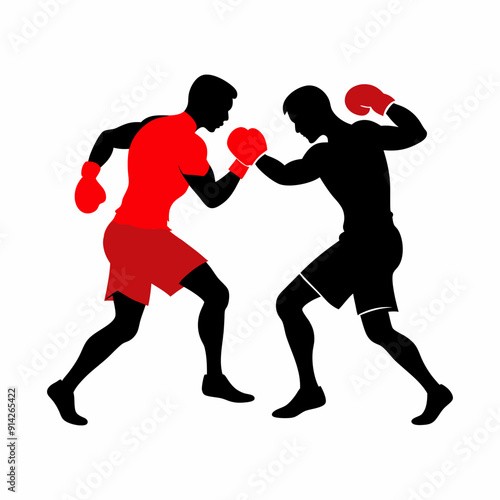 Tow boxers illustration fighting in a boxing match