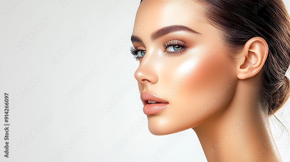 A close-up of a woman's face showcasing flawless skin and natural makeup, perfect for beauty and skincare promotions, cosmetics ads, and lifestyle blogs, A close-up of a woman's face showcasing flawless skin and natural makeup, perfect for beauty and skincare promotions, cosmetics ads, and lifestyle blogs,