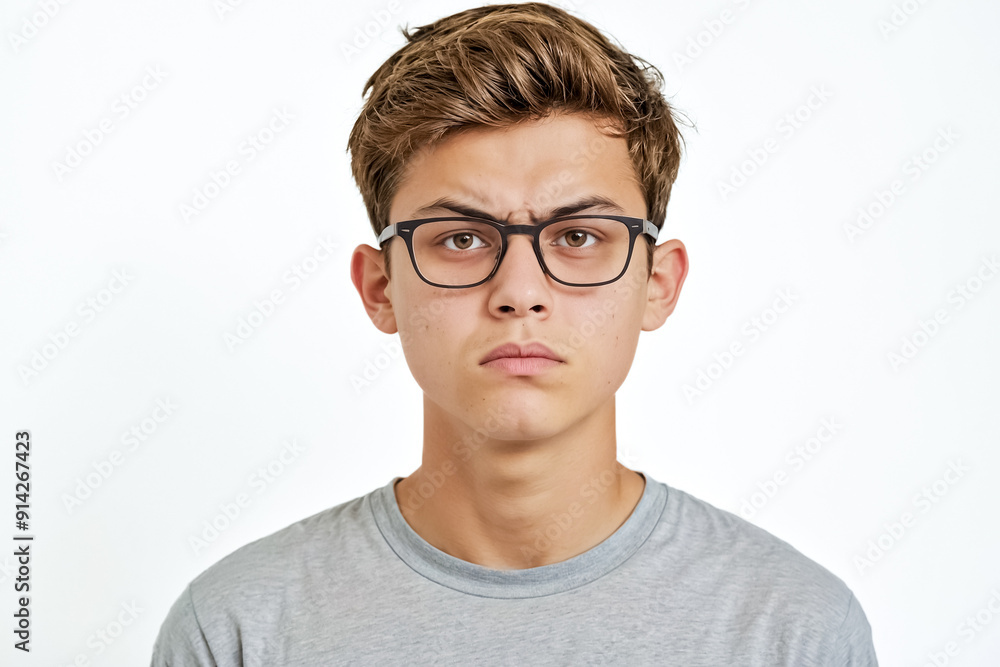 Portrait of a young man with glasses looking serious Portrait of a young man with glasses looking serious