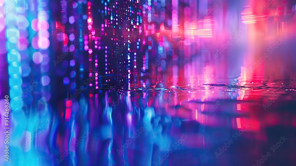 Vibrant digital lights create a mesmerizing abstract background with colorful reflections and patterns in a dynamic display. Vibrant digital lights create a mesmerizing abstract background with colorful reflections and patterns in a dynamic display.