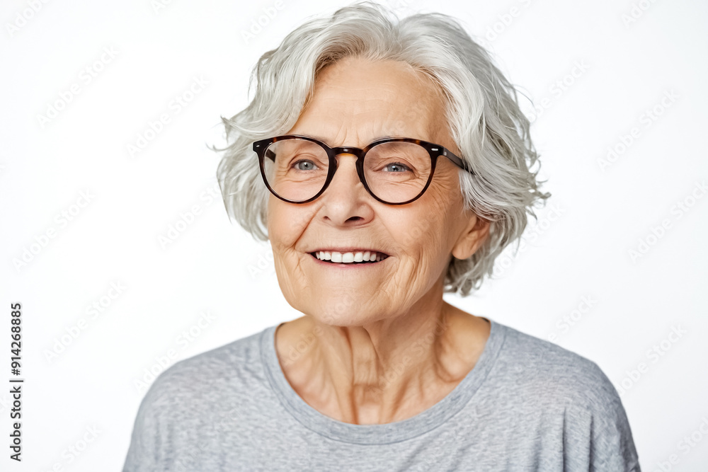 Fototapeta premium Happy Senior Woman with Glasses Smiling