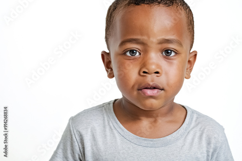 Portrait of a young boy with a thoughtful expression