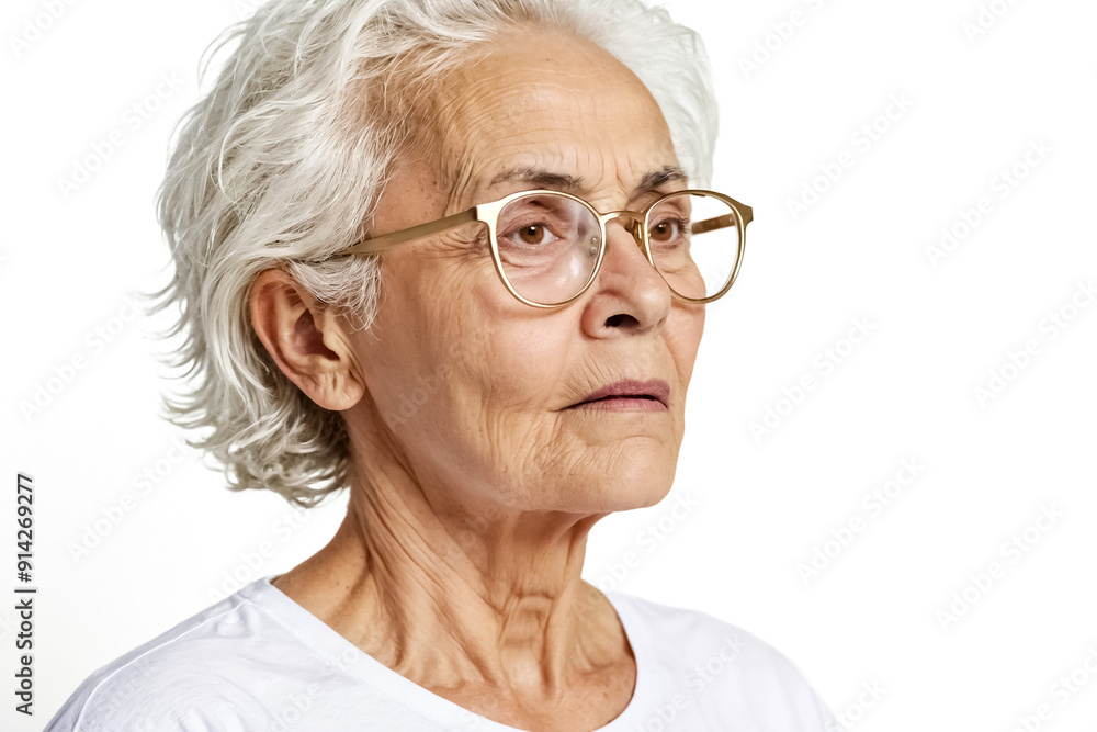 Portrait of a senior woman with glasses looking away Portrait of a senior woman with glasses looking away