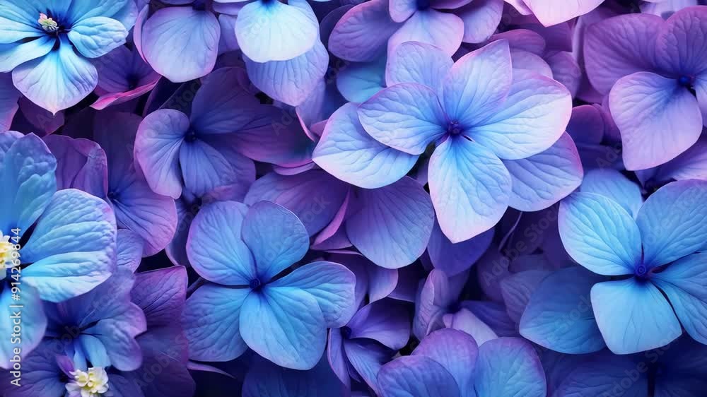 Close-up of vibrant blue and purple hydrangea flowers Close-up of vibrant blue and purple hydrangea flowers