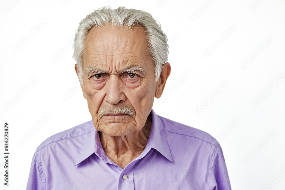 Closeup Portrait of an Elderly Man with a Serious Expression Closeup Portrait of an Elderly Man with a Serious Expression