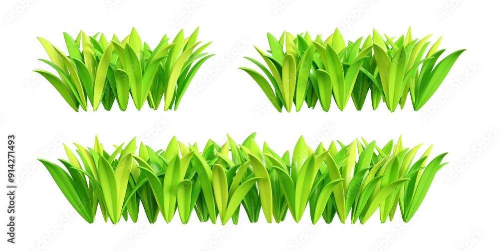 Foto Green grass border 3d render illustration set