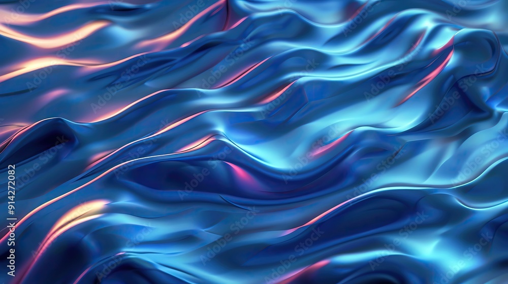 Obraz premium Vibrant blue waves create a dynamic and mesmerizing texture, ideal for backgrounds in design and digital art.