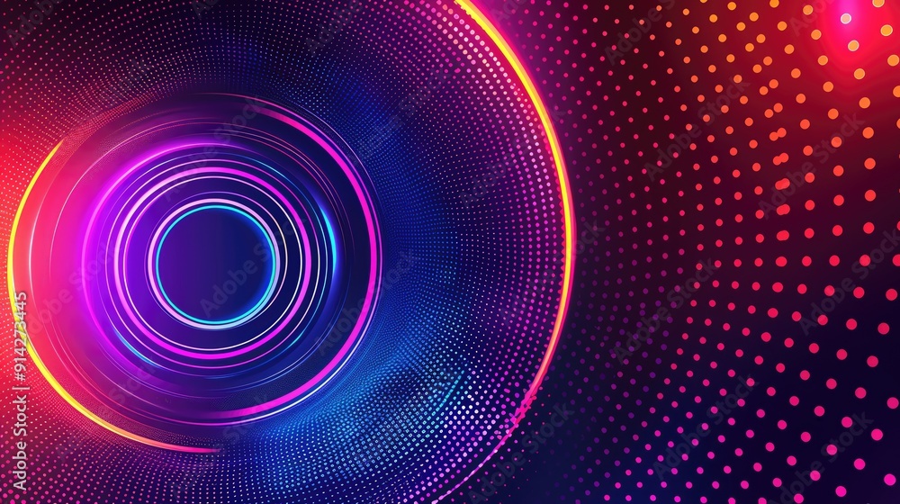 Fototapeta premium Vibrant abstract background featuring concentric circles and colorful gradients. Ideal for modern design and digital art.