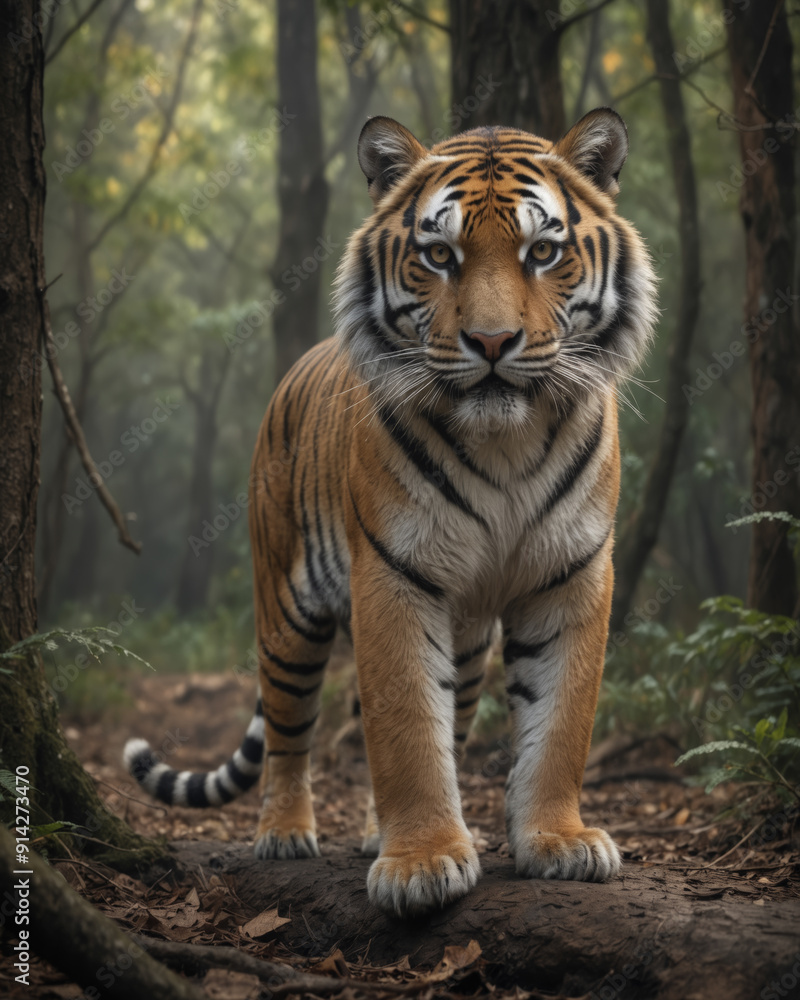 Obraz premium Majestic Tiger in Misty Forest