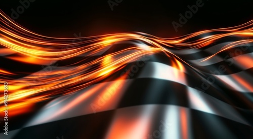 Burning Checkered Flag: A checkered flag ablaze with fiery energy, symbolizing speed, competition, and the thrill of the race. 