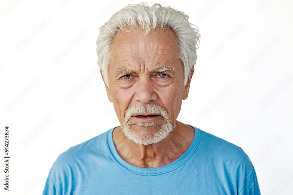 Close Up Portrait of Senior Man with Concerned Expression Close Up Portrait of Senior Man with Concerned Expression