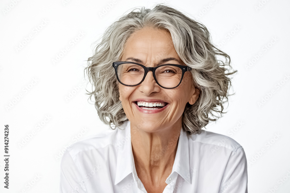 Happy Mature Woman Smiling with Glasses Happy Mature Woman Smiling with Glasses