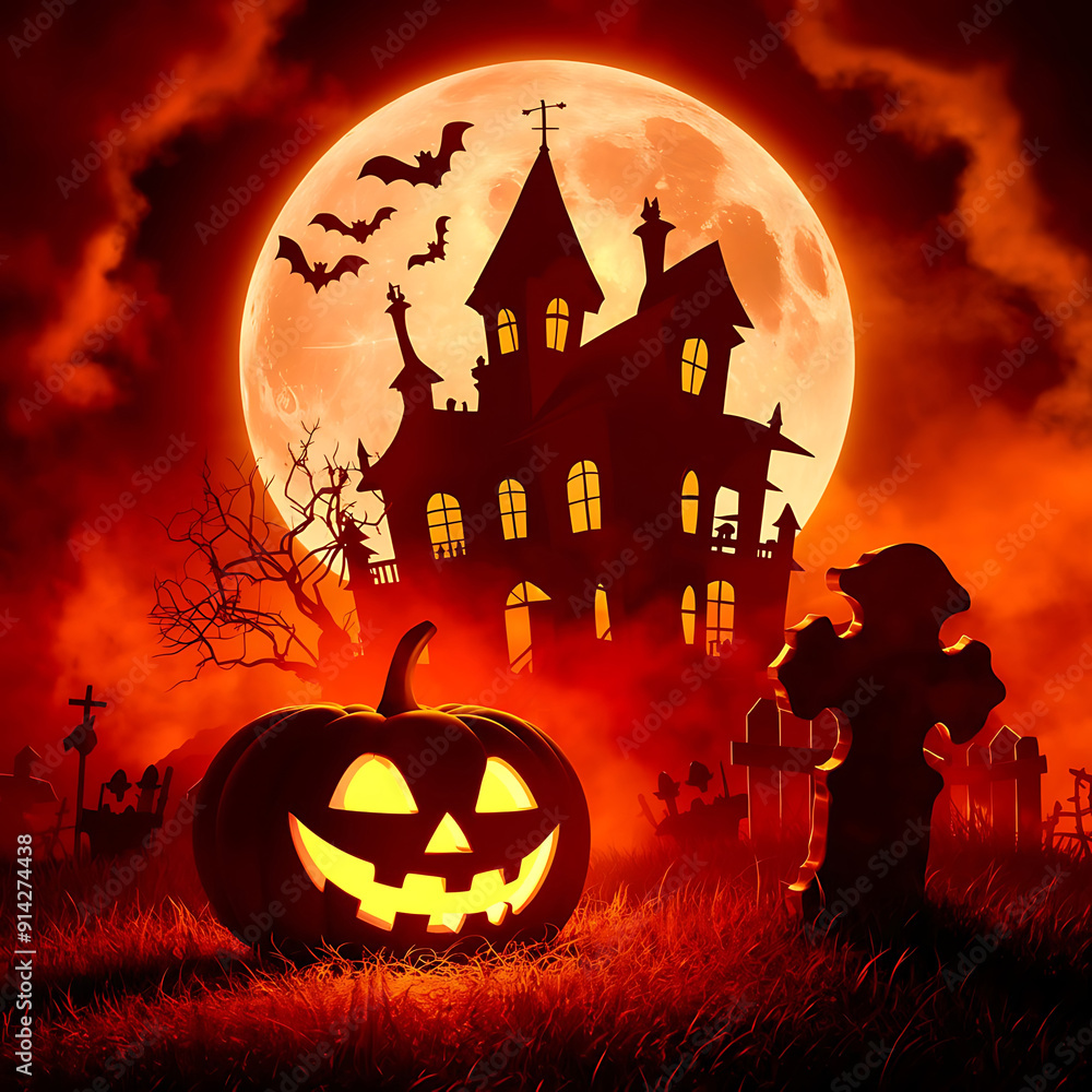 Happy Halloween Spooky Nighttime Scene Horizontal Background 1 Happy Halloween Spooky Nighttime Scene Horizontal Background 1