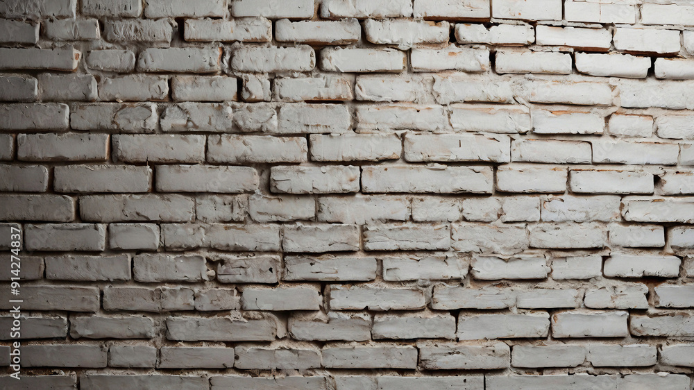 Fototapeta premium Restored White Brick Wall - Wall Texture Background