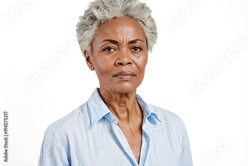 Close Up Portrait of an African American Woman with a Serious Expression photo