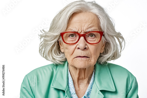 Portrait of a Senior Woman in Red Glasses