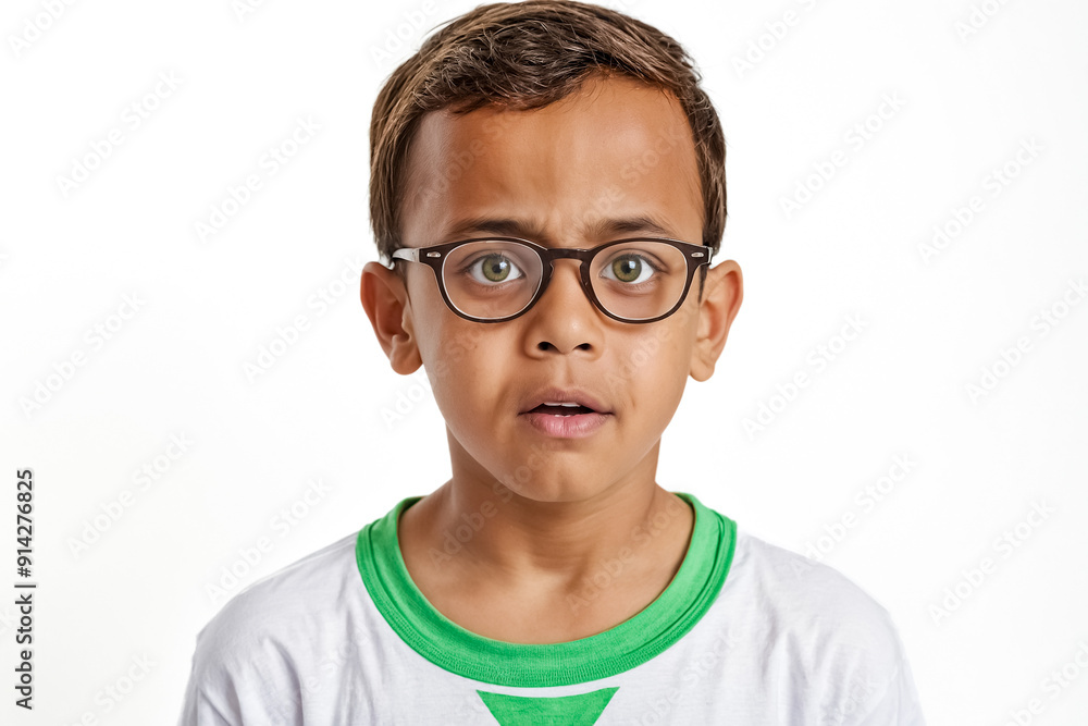 Portrait of a Surprised Young Boy Wearing Glasses Portrait of a Surprised Young Boy Wearing Glasses