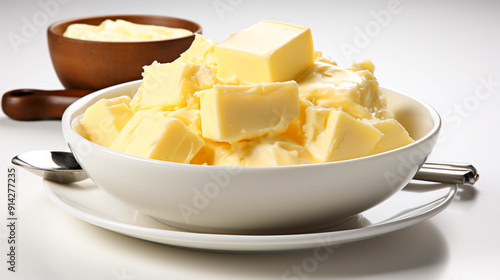 A bowl of butter isolated on white