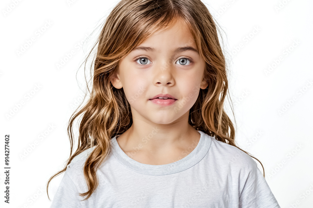 Portrait of a Young Girl with Long Brown Hair