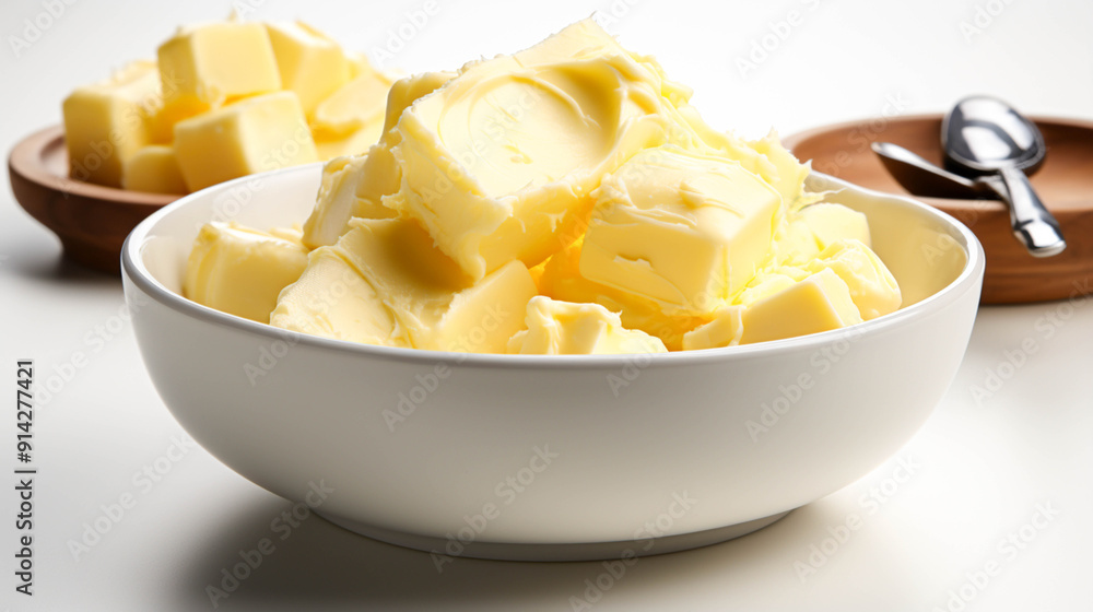 A bowl of butter isolated on white A bowl of butter isolated on white