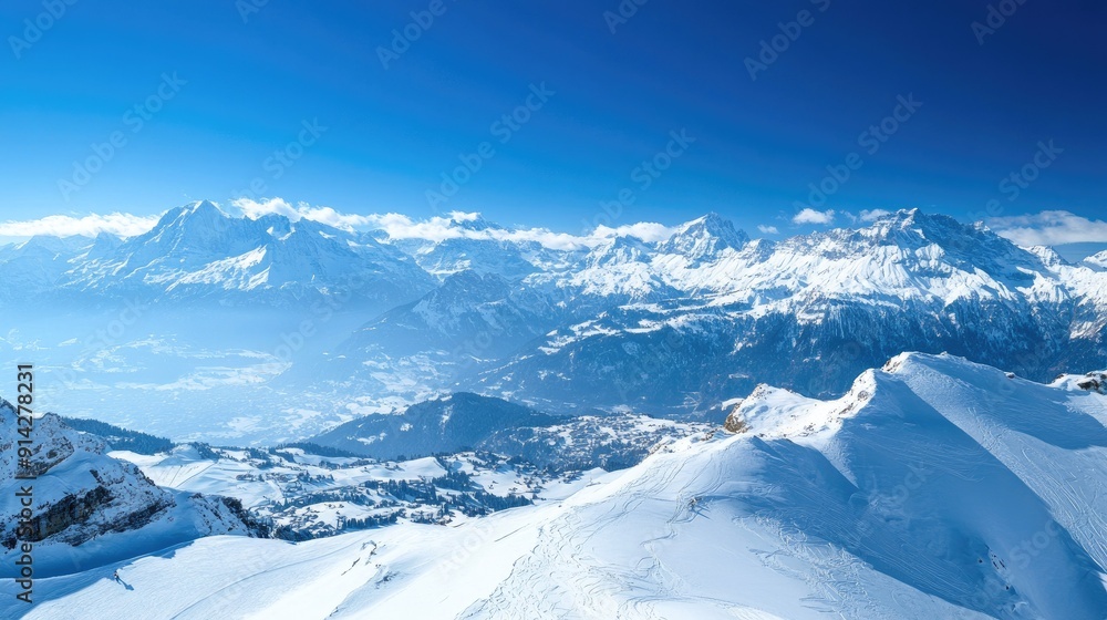 Alpine mountain scenery from the top of the Swiss Alps. High angle, clear, high quality, ample copy space Alpine mountain scenery from the top of the Swiss Alps. High angle, clear, high quality, ample copy space