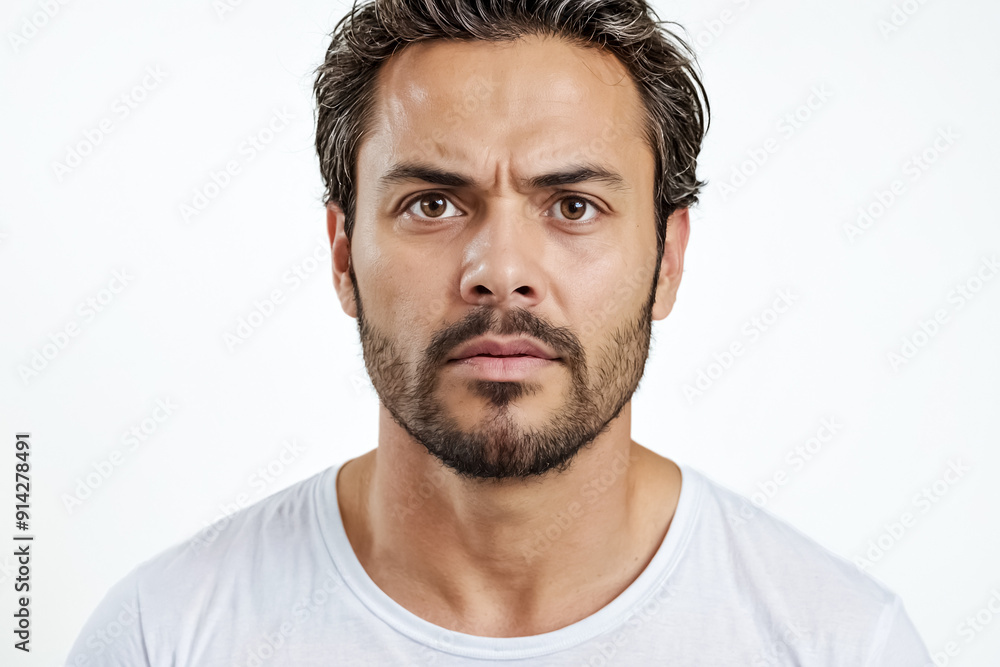 Portrait of a Man with a Stubble and a Serious Expression Portrait of a Man with a Stubble and a Serious Expression