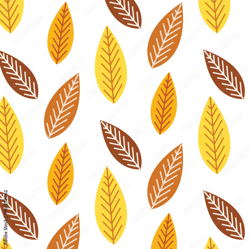 Obraz premium Autumn seamless pattern design, fall texture, fall background, vector print, fall leaves
