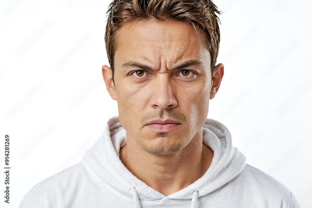 Close-up portrait of a man with a serious expression Close-up portrait of a man with a serious expression