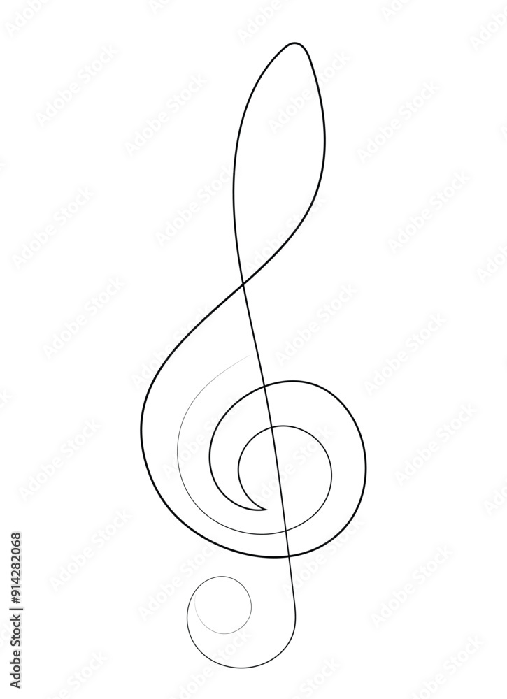 Music note continuous one line drawing, One line continuous outline vector illustration. Music note continuous one line drawing, One line continuous outline vector illustration.