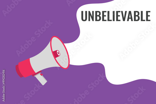 unbelievable button, banner, label, template for website. unbelievable text with colorful megaphone icon
