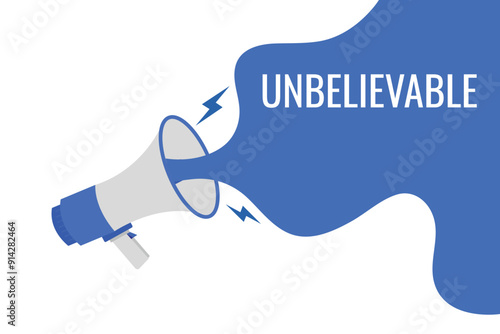 unbelievable button, banner, label, template for website. unbelievable text with colorful megaphone icon
