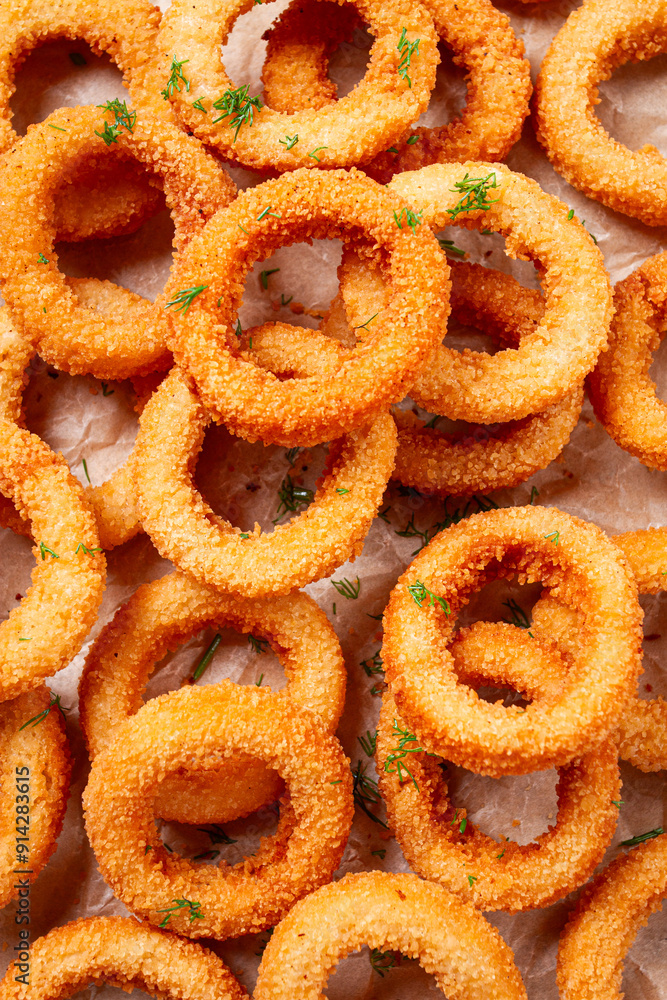 Deep fried onion rings, appetizer, close-up, top view, full frame, no people, favorite dish, Deep fried onion rings, appetizer, close-up, top view, full frame, no people, favorite dish,