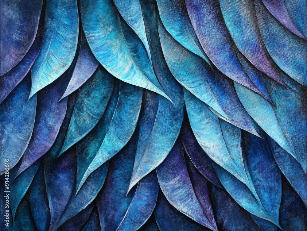 Abstract Blue and Purple Leaf Texture - Oil Painting on Canvas - Organic Shapes, Natural Patterns, Minimalist Art Abstract Blue and Purple Leaf Texture - Oil Painting on Canvas - Organic Shapes, Natural Patterns, Minimalist Art