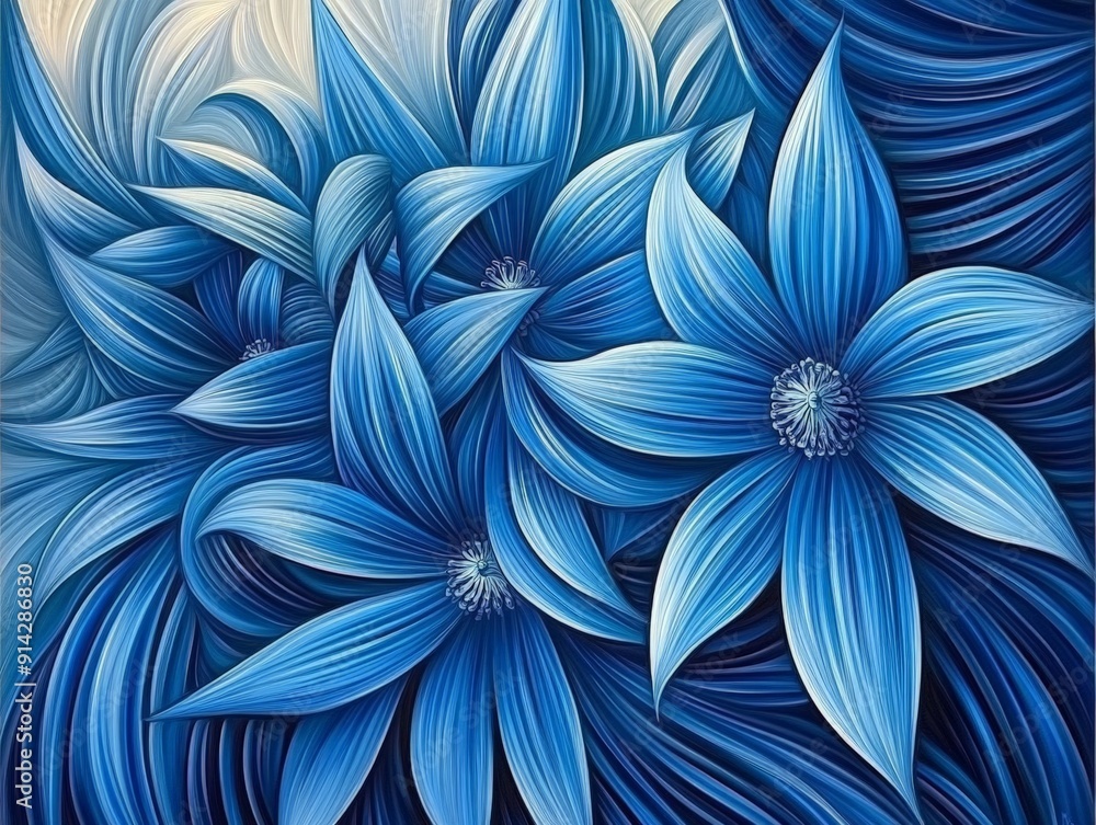 Abstract Blue Flower Digital Painting, Deep Blue Hues, Swirling Petals, Floral Art, Abstract Flowers, Blue Palette, Nature Inspiration Abstract Blue Flower Digital Painting, Deep Blue Hues, Swirling Petals, Floral Art, Abstract Flowers, Blue Palette, Nature Inspiration