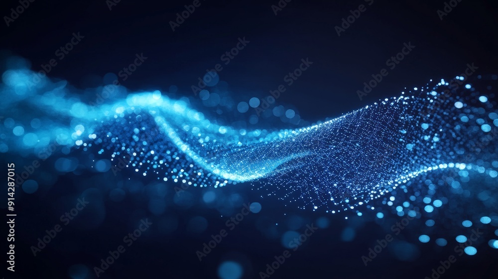 Abstract Blue Particle Wave A 3D Rendering of a Flowing Digital Stream with Bokeh Lights - Digital art, abstract, futuristic, technology, background, wallpaper, design Abstract Blue Particle Wave A 3D Rendering of a Flowing Digital Stream with Bokeh Lights - Digital art, abstract, futuristic, technology, background, wallpaper, design