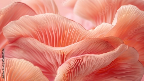 A close up of pink mushroom-like structures, which appear to be flowers