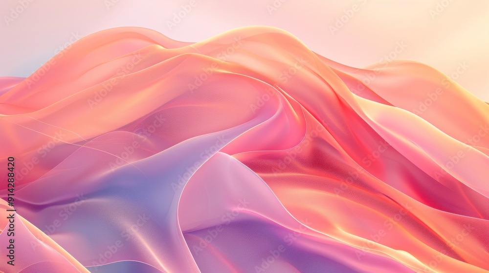 Fototapeta premium Abstract Fabric Waves in Pastel Colors