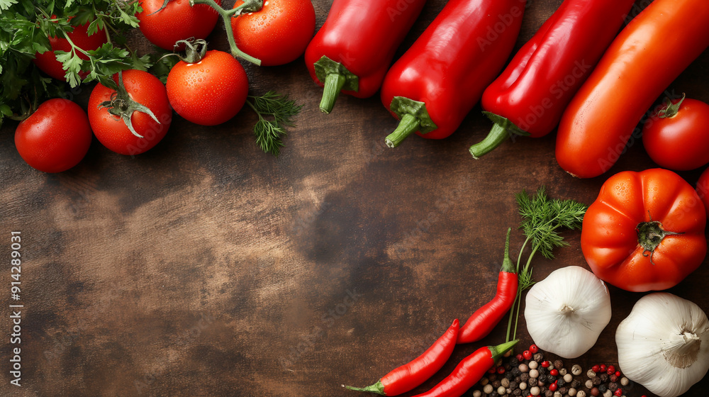 Fresh colorful vegetables on a dark rustic background. Food border frame with empty copy space Fresh colorful vegetables on a dark rustic background. Food border frame with empty copy space