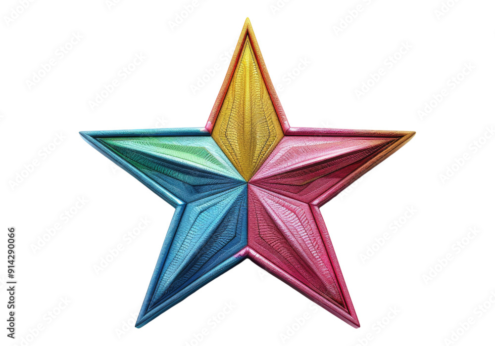 Obraz premium Colorful 3d stars isolated on transparent background. Transparent PNG.