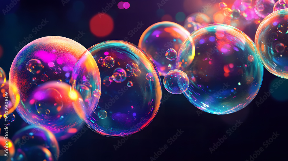 vibrant abstract background filled with large and small colorful soap bubbles children's entertainment design, party invitations, and creative marketing campaigns vibrant abstract background filled with large and small colorful soap bubbles children's entertainment design, party invitations, and creative marketing campaigns