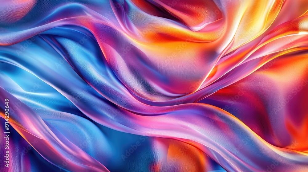 Naklejka premium Dynamic 3D fabric background with twisted silk and light play, energetic textile art