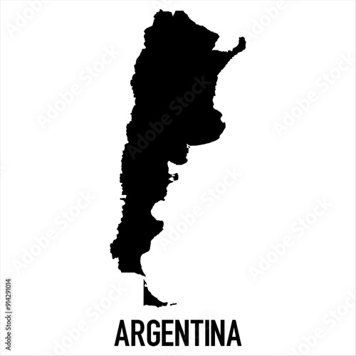 Argentina political map of administrative divisions - provinces and autonomous city of Buenos Aires. Blank black map and country name title.