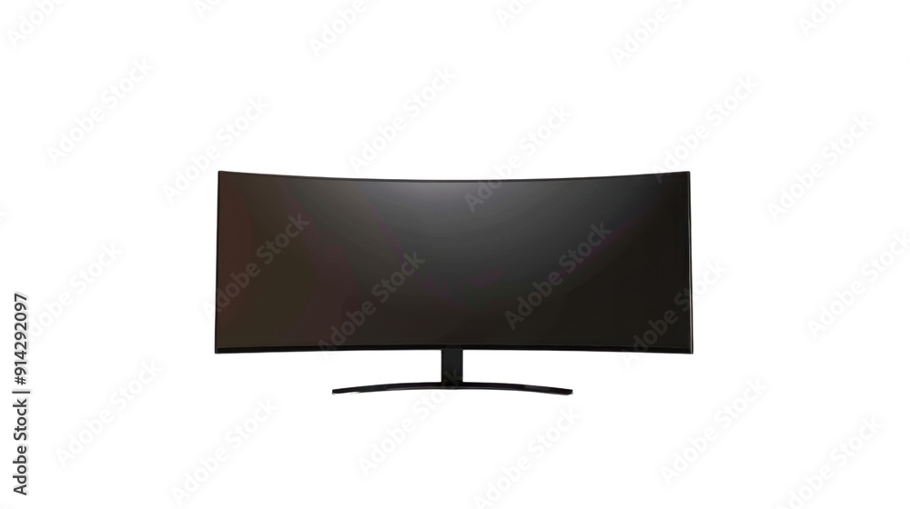 Ultra wide curve lcd monitor screen on transparent background