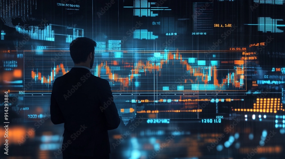 Business data and stock market analysis currency exchange. Businessman analyzing financial graph Business data and stock market analysis currency exchange. Businessman analyzing financial graph