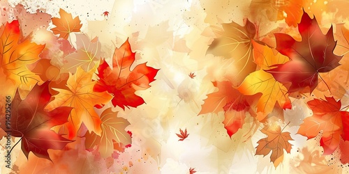 Vibrant autumn leaves dancing in the gentle breeze of a sunlit forest