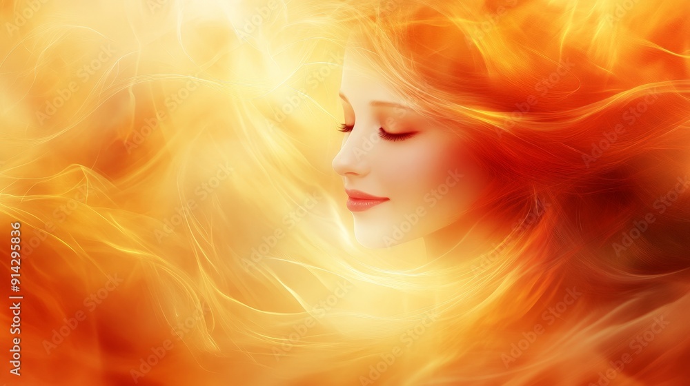 Golden Embers A Digital Painting of a Woman with Fiery Hair - digital art, woman, hair, fire, gold, abstract, fantasy Golden Embers A Digital Painting of a Woman with Fiery Hair - digital art, woman, hair, fire, gold, abstract, fantasy