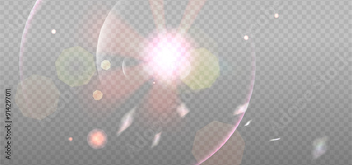 Pink Gold abstract bokeh overlay design. Holiday photo sparkle decoration. Vector elements