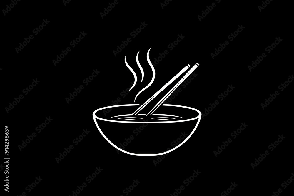 Steaming bowl of noodles with chopsticks silhouette Steaming bowl of noodles with chopsticks silhouette
