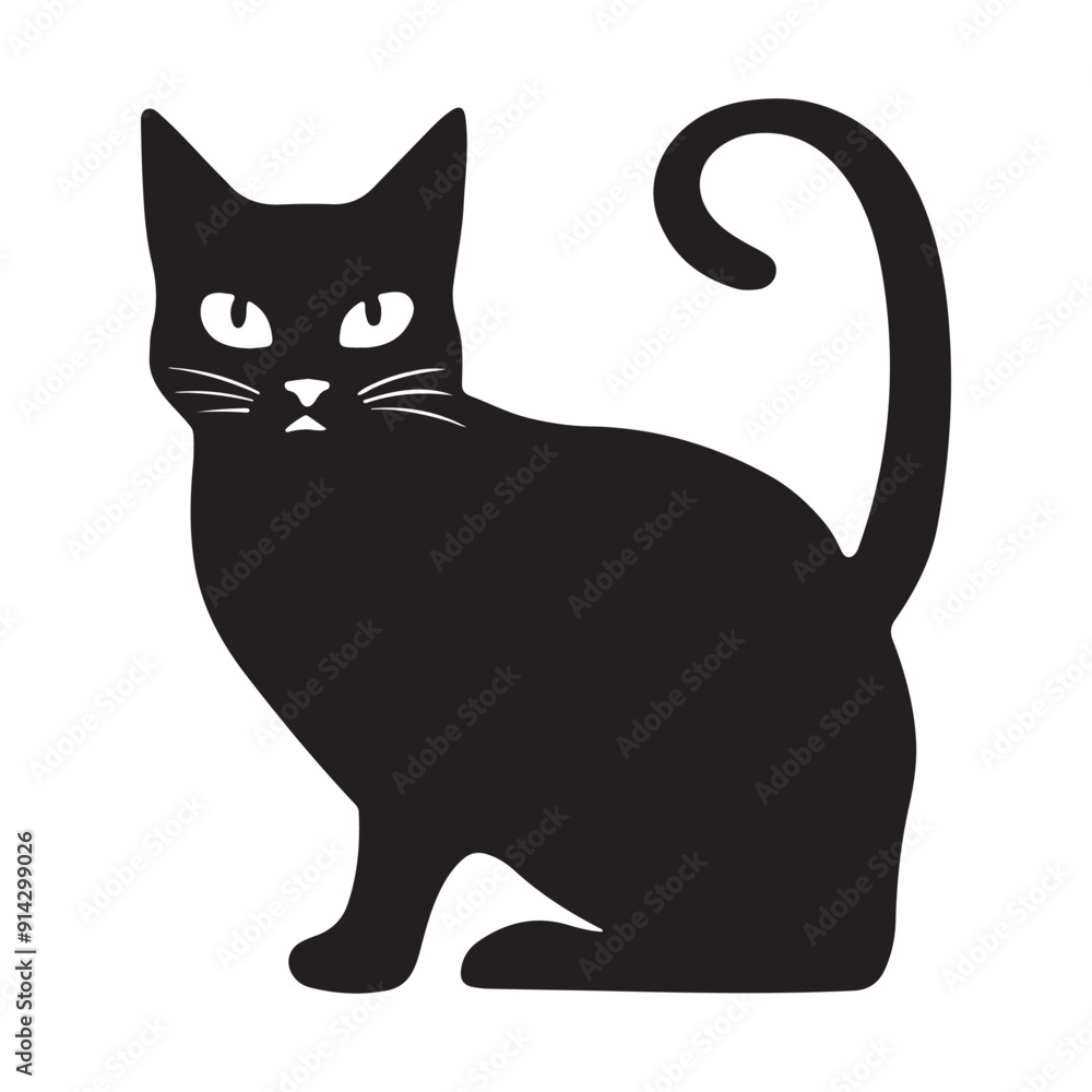 Obraz premium Cat silhouette vector illustration design on white background 